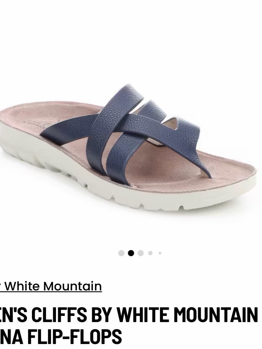 White Mountain Navy Leather Crisscross Slide Sandals NWOT